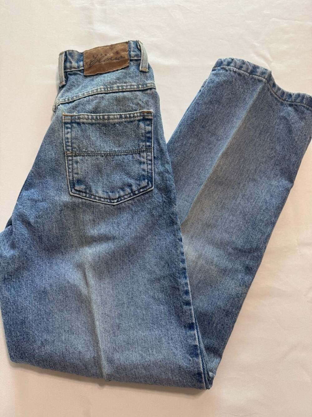 Vintage Express Bleus Y2K Wide Leg Baggy Jeans Light Wash Minimalist Denim